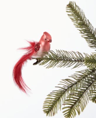 Holiday Lane - Ruby Red Holiday Red Glass and Feather Bird Ornament