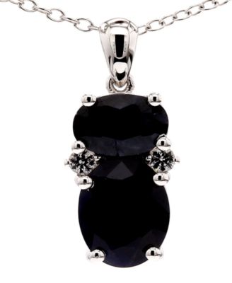 Macy's - Emerald (3-1/2 ct. t.w.) & White Sapphire (1/5 ct. t.w.) 18" Pendant Necklace in Sterling Silver (Also in Ruby & Sapphire)