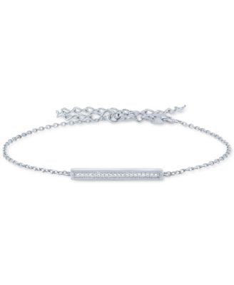 Macy's - Diamond Accent Rectangular Bar Link Bracelet in Sterling Silver