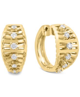 EFFY Collection - Diamond Openwork Concave Hoop Earrings (3/8 ct. t.w.) in 14k Gold