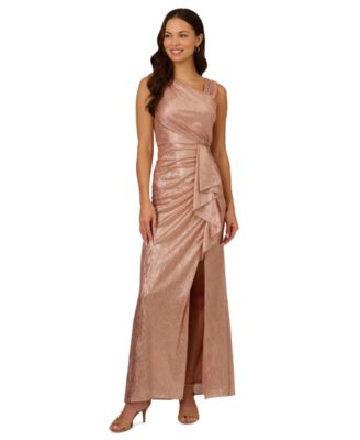 Adrianna Papell - Women's Waterfall-Ruffle Metallic-Finish Gown
