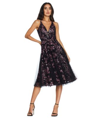Dress the Population - Women's Courtney Plunging-Neck Sequinned Dress