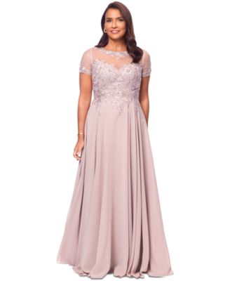 XSCAPE - Petite Embellished Illusion-Bodice Gown