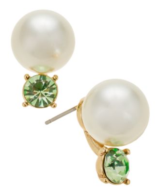 Charter Club - Gold-Tone Crystal & Imitation Pearl Stud Earrings