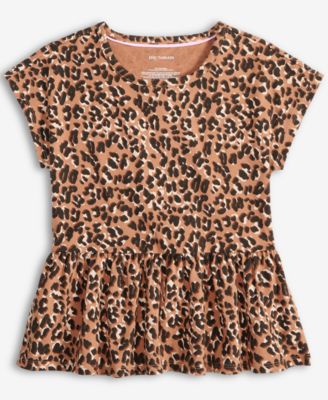 Epic Threads - Little & Big Girls Leopard-Print Peplum Top