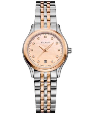 Balmain - Women's Swiss Beleganza Diamond (1/20 ct. t.w.) Two-Tone Stainless Steel Bracelet Watch 28mm