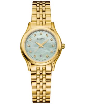 Balmain - Women's Swiss Beleganza Diamond (1/20 ct. t.w.) Gold PVD Stainless Steel Bracelet Watch 28mm