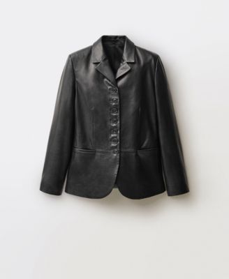 MANGO - Women's Buttons Leather Jacket