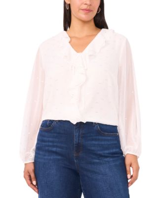 Vince Camuto - Plus Size Ruffle Front Long Sleeve Top