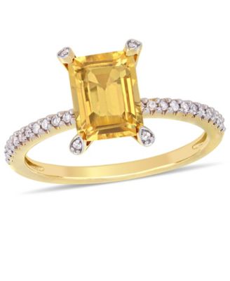 Macy's - Citrine (1-1/2 ct.t.w.) and Diamond (1/10 ct.t.w.) Ring in 10k Yellow Gold