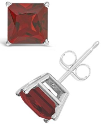 Macy's - Garnet (2-5/8 ct. t.w.) Stud Earrings in Sterling Silver