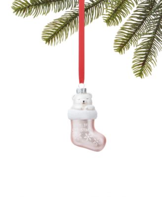 Holiday Lane - Baby's My 1st Christmas Polar Bear in Pink Stocking Ornament