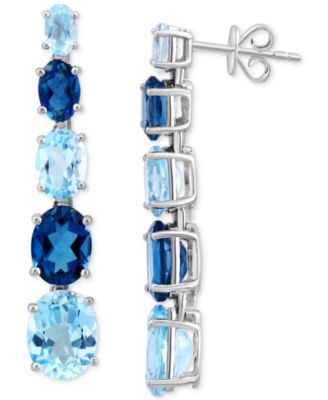 EFFY Collection - Multi Blue Topaz Linear Drop Earrings (11-7/8 ct. t.w.) in 14k White Gold