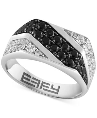EFFY Collection - Men's Black Spinel (1-5/8 ct. t.w.) & Zircon (1-1/5 ct. t.w.) Ring in Sterling Silver