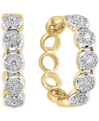 EFFY Collection - Diamond Halo & Open Circle Small Hoop Earrings (1/2 ct. t.w.) in 14k Two-Tone Gold, 0.625"
