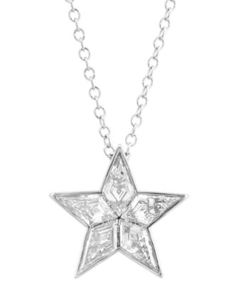 EFFY Collection - Lab Grown Diamond Fancy-Cut Star Pendant Necklace (1 ct. t.w.) in 14k White Gold, 17" + 2" extender