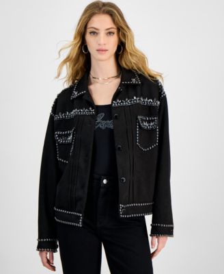 GUESS - Women's Angelica Faux-Suede Studded Jacket