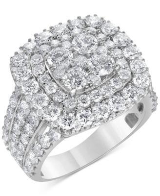 Macy's - Diamond Double Halo Multirow Cluster Ring (4 ct. t.w.) in 14k White Gold