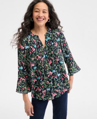 Style & Co - Petite Printed Pintuck Blouse
