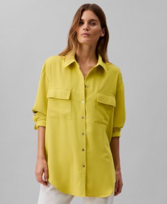 Calvin Klein - Women's Crepe Relaxed Button-Front Shirt