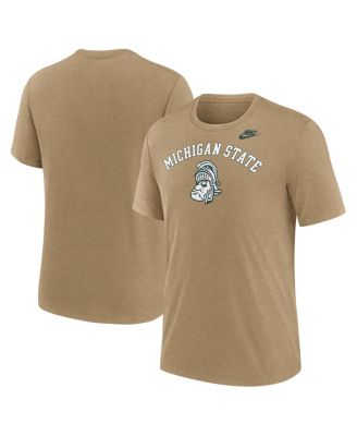 Nike - Men's Heather Light Brown Michigan State Spartans Legacy Arch Tri-Blend T-Shirt