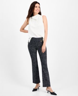 I.N.C. International Concepts - Petite Printed Bootcut Pull-On Pants