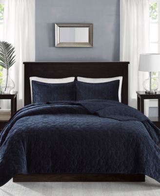 Madison Park - Harper Velvet 3-Piece Full/Queen Quilted Coverlet Set